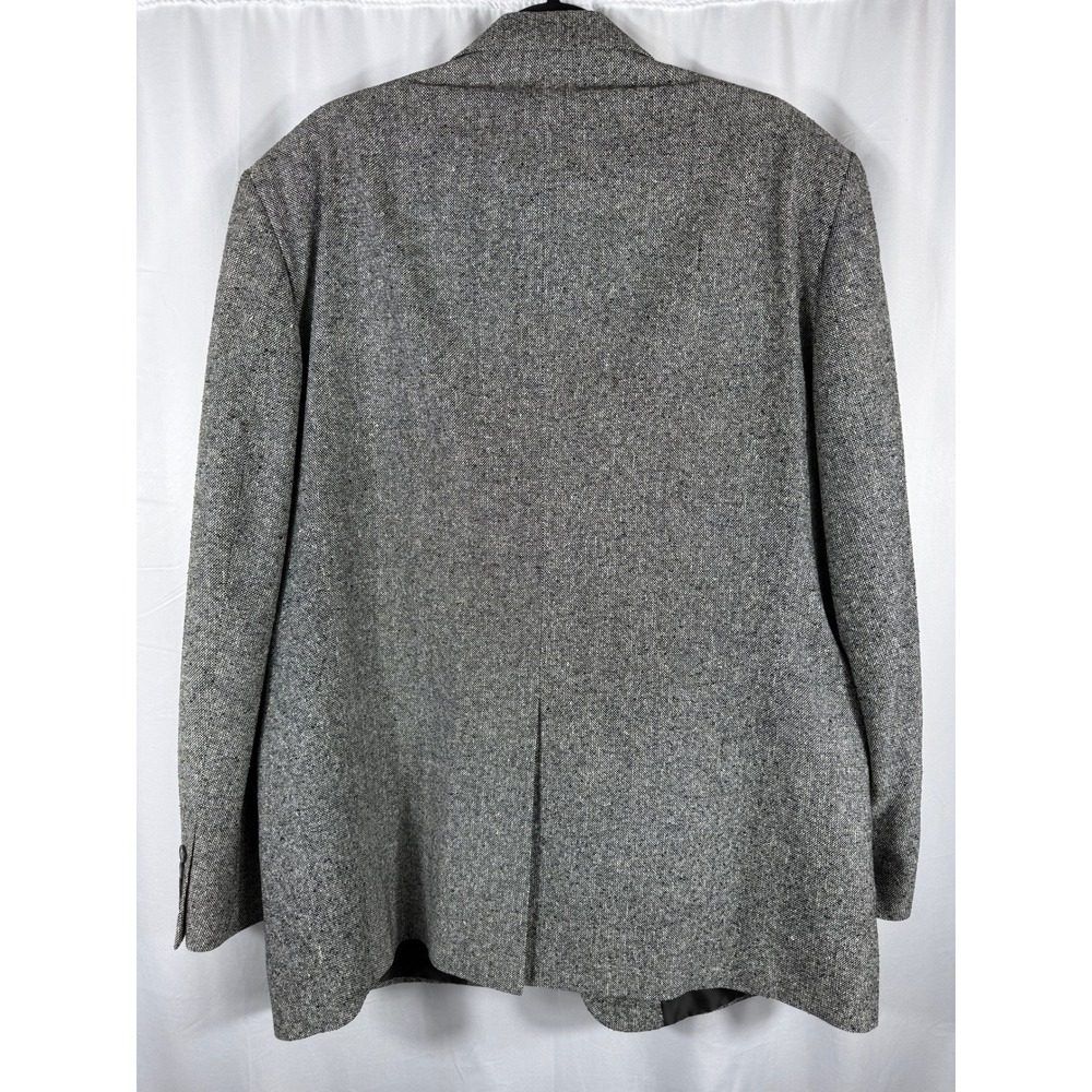 Vintage Versini Mens 46L 100% Silk Blazer Grey Salt and Pepper Tweed Two Button - Picture 7 of 9